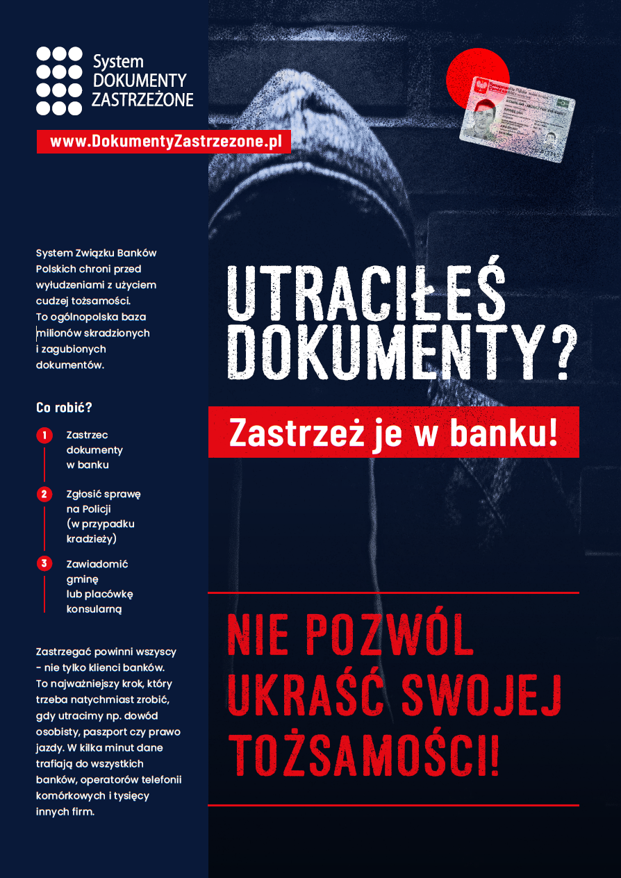 plakat informacyjny zastrzeż dokumenty