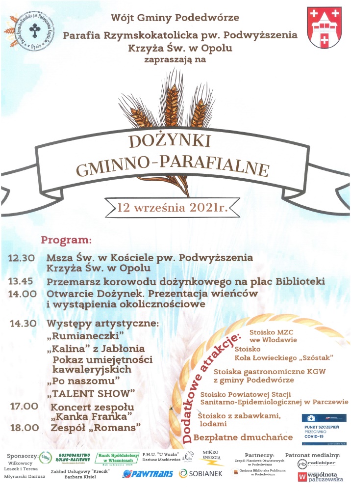 Zaproszenie na dożynki gminno parafialne 