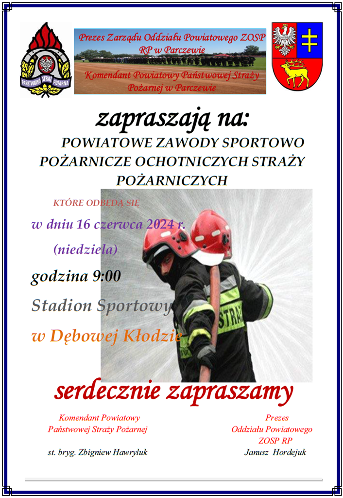 informacja o zawadach strażackich
