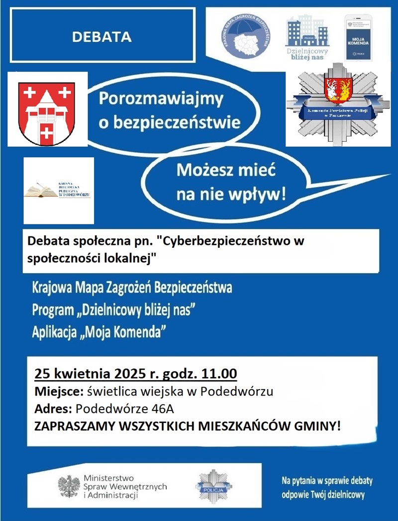 Plakat - Debata społeczna: Cyberbezpieczeństwo w społeczności lokalnej